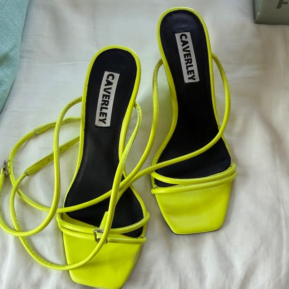 Caverley Neon Yellow Strappy Heels